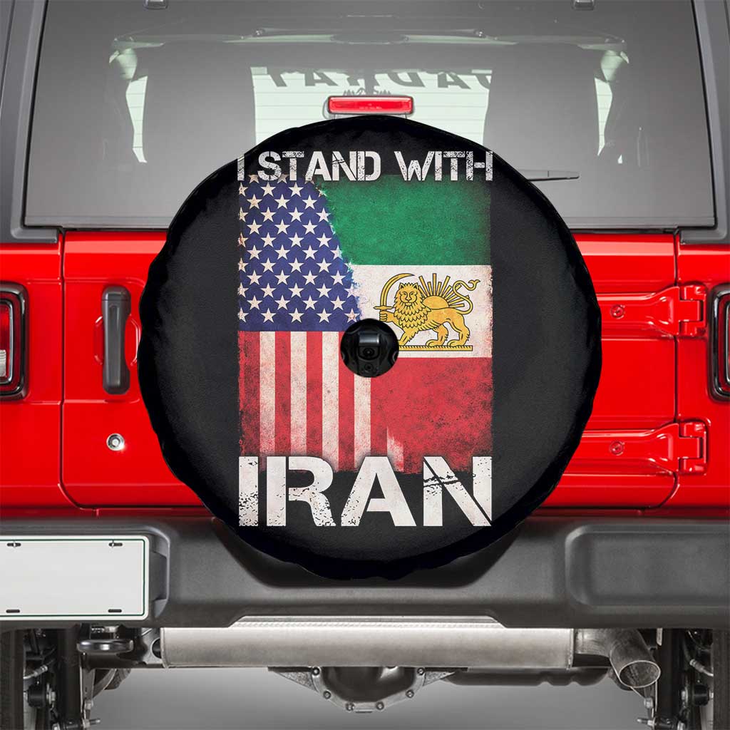 I Stand With Iran Spare Tire Cover Persian American Flag USA Persia Lion And Sun Iran