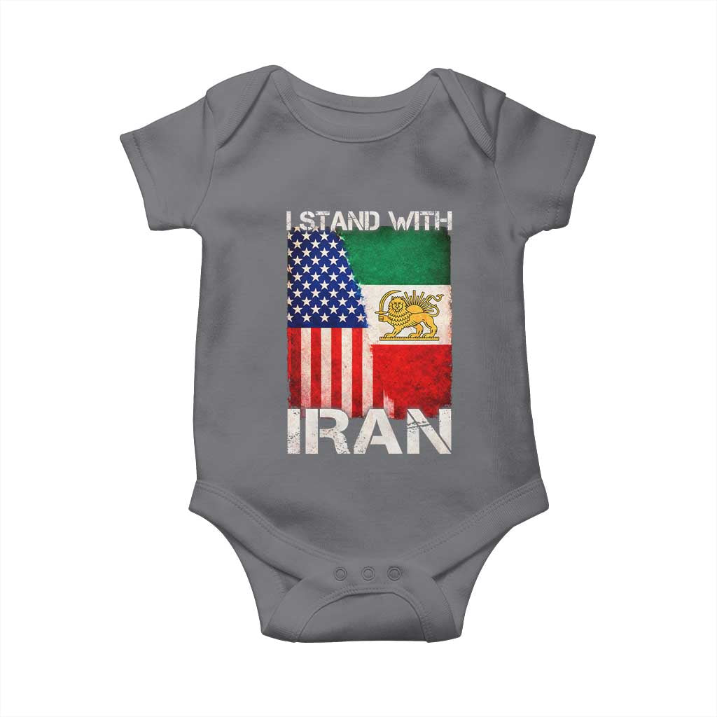 I Stand With Iran Baby Onesie Persian American Flag USA Persia Lion And Sun Iran