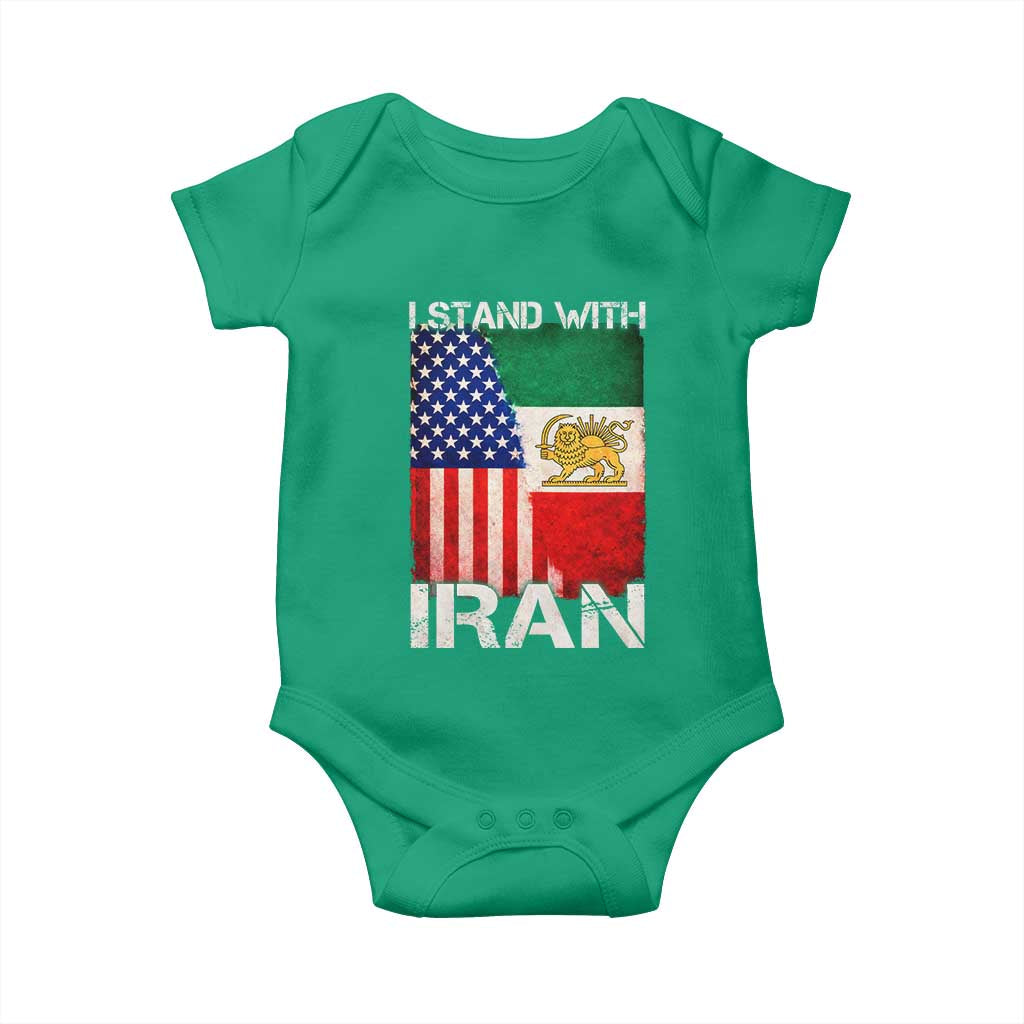 I Stand With Iran Baby Onesie Persian American Flag USA Persia Lion And Sun Iran