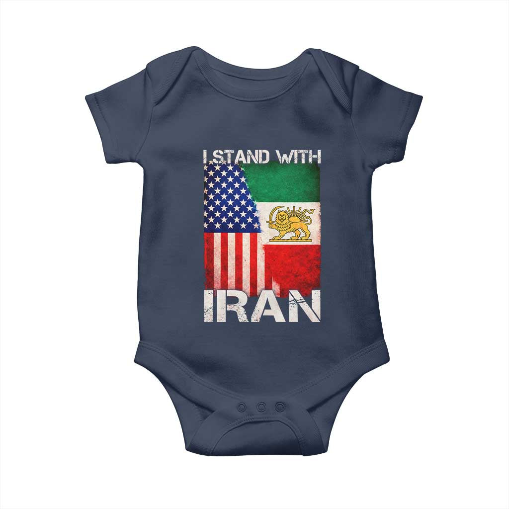 I Stand With Iran Baby Onesie Persian American Flag USA Persia Lion And Sun Iran