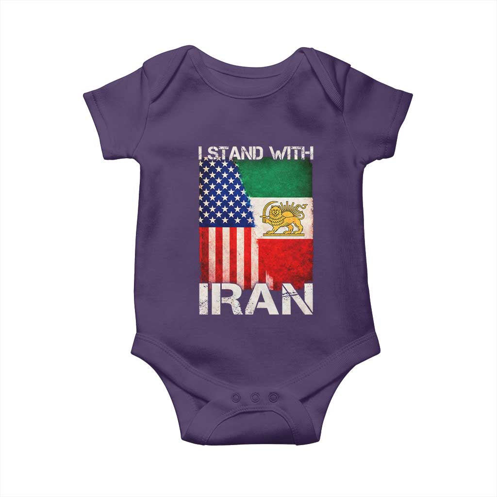 I Stand With Iran Baby Onesie Persian American Flag USA Persia Lion And Sun Iran