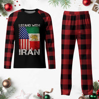 I Stand With Iran Plaid Pajama Set Persian American Flag USA Persia Lion And Sun Iran