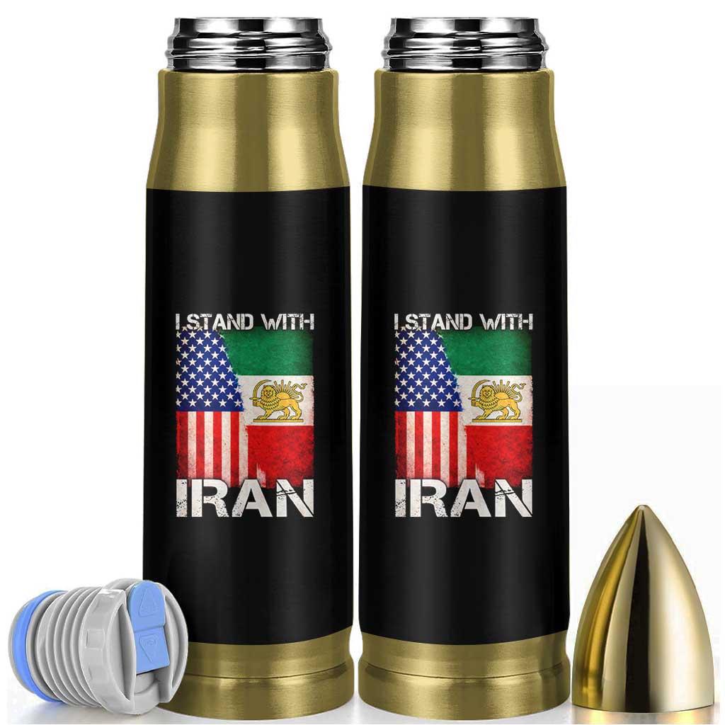 I Stand With Iran Bullet Tumbler Persian American Flag USA Persia Lion And Sun Iran