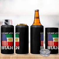 I Stand With Iran 4 in 1 Can Cooler Tumbler Persian American Flag USA Persia Lion And Sun Iran