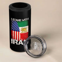 I Stand With Iran 4 in 1 Can Cooler Tumbler Persian American Flag USA Persia Lion And Sun Iran