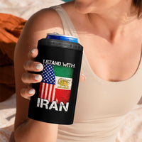 I Stand With Iran 4 in 1 Can Cooler Tumbler Persian American Flag USA Persia Lion And Sun Iran