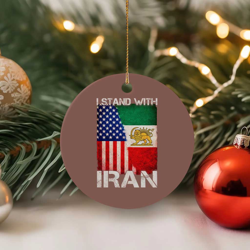I Stand With Iran Ceramic Ornament Persian American Flag USA Persia Lion And Sun Iran