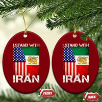 I Stand With Iran Ceramic Ornament Persian American Flag USA Persia Lion And Sun Iran