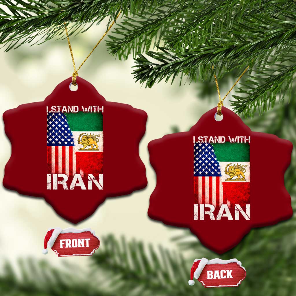 I Stand With Iran Ceramic Ornament Persian American Flag USA Persia Lion And Sun Iran