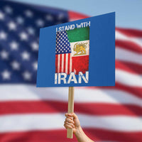 I Stand With Iran Protest Sign Persian American Flag USA Persia Lion And Sun Iran