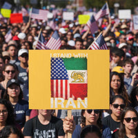 I Stand With Iran Protest Sign Persian American Flag USA Persia Lion And Sun Iran