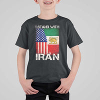 I Stand With Iran T Shirt For Kid Persian American Flag USA Persia Lion And Sun Iran