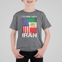 I Stand With Iran T Shirt For Kid Persian American Flag USA Persia Lion And Sun Iran