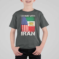 I Stand With Iran T Shirt For Kid Persian American Flag USA Persia Lion And Sun Iran