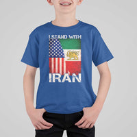 I Stand With Iran T Shirt For Kid Persian American Flag USA Persia Lion And Sun Iran