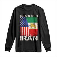 I Stand With Iran Long Sleeve Shirt Persian American Flag USA Persia Lion And Sun Iran