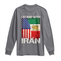 I Stand With Iran Long Sleeve Shirt Persian American Flag USA Persia Lion And Sun Iran