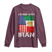 I Stand With Iran Long Sleeve Shirt Persian American Flag USA Persia Lion And Sun Iran
