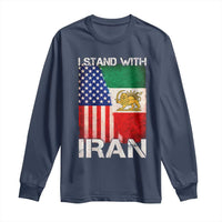 I Stand With Iran Long Sleeve Shirt Persian American Flag USA Persia Lion And Sun Iran