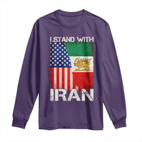 I Stand With Iran Long Sleeve Shirt Persian American Flag USA Persia Lion And Sun Iran