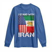 I Stand With Iran Long Sleeve Shirt Persian American Flag USA Persia Lion And Sun Iran
