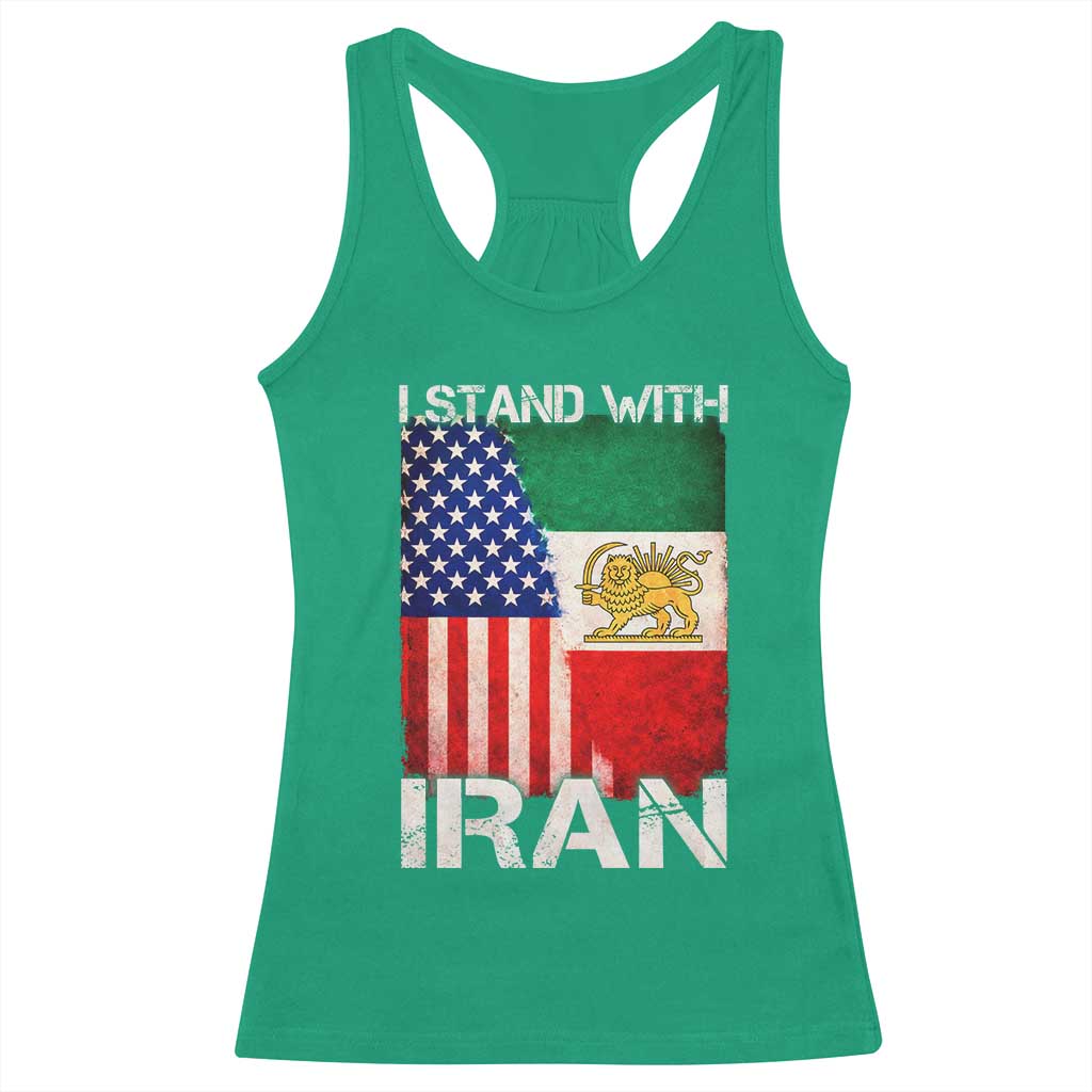 I Stand With Iran Racerback Tank Top Persian American Flag USA Persia Lion And Sun Iran