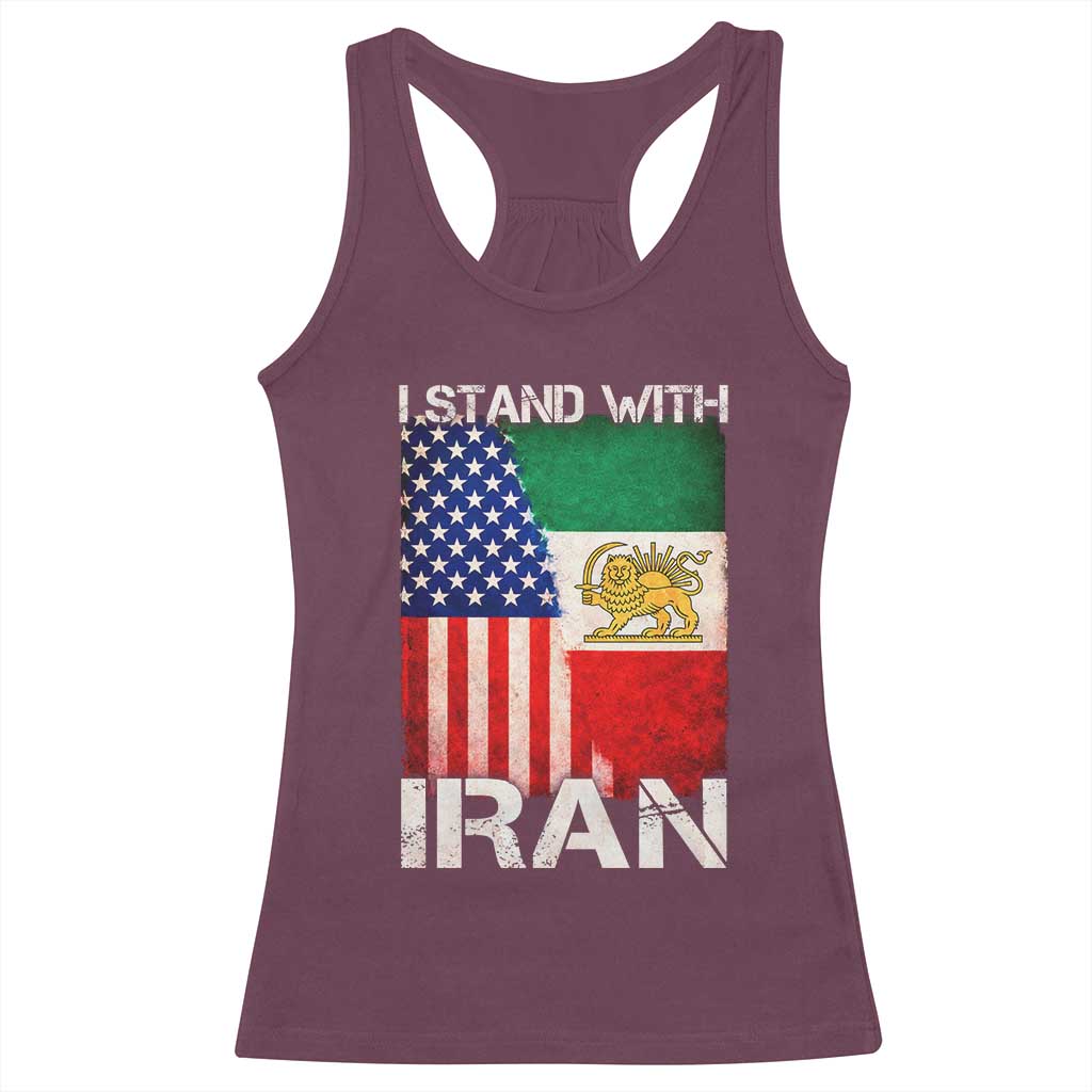 I Stand With Iran Racerback Tank Top Persian American Flag USA Persia Lion And Sun Iran