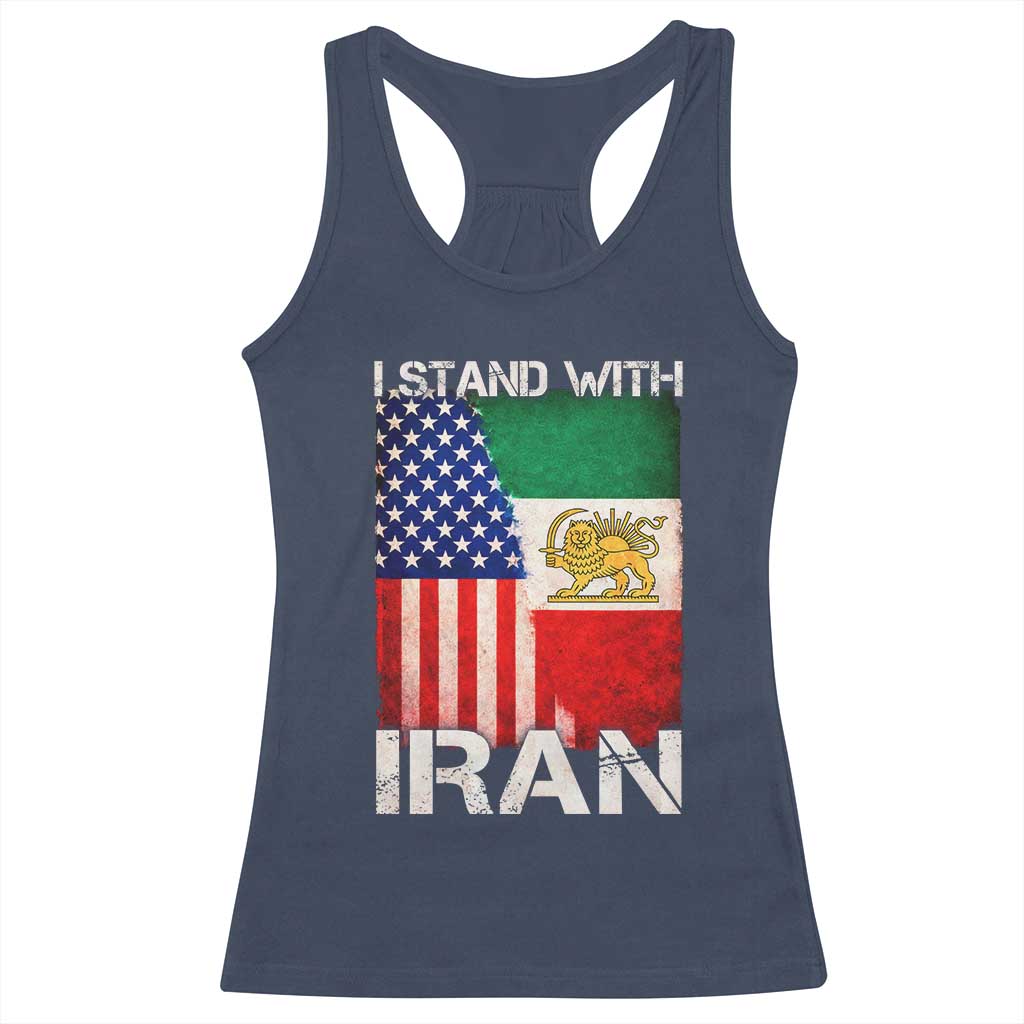 I Stand With Iran Racerback Tank Top Persian American Flag USA Persia Lion And Sun Iran