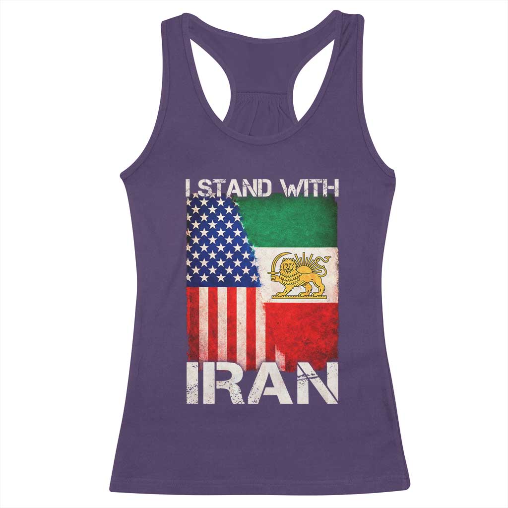 I Stand With Iran Racerback Tank Top Persian American Flag USA Persia Lion And Sun Iran
