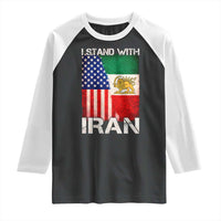 I Stand With Iran Raglan Shirt Persian American Flag USA Persia Lion And Sun Iran