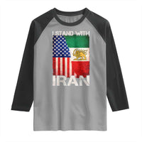 I Stand With Iran Raglan Shirt Persian American Flag USA Persia Lion And Sun Iran