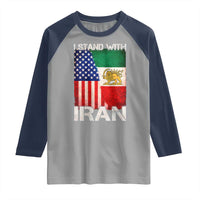 I Stand With Iran Raglan Shirt Persian American Flag USA Persia Lion And Sun Iran