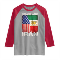 I Stand With Iran Raglan Shirt Persian American Flag USA Persia Lion And Sun Iran