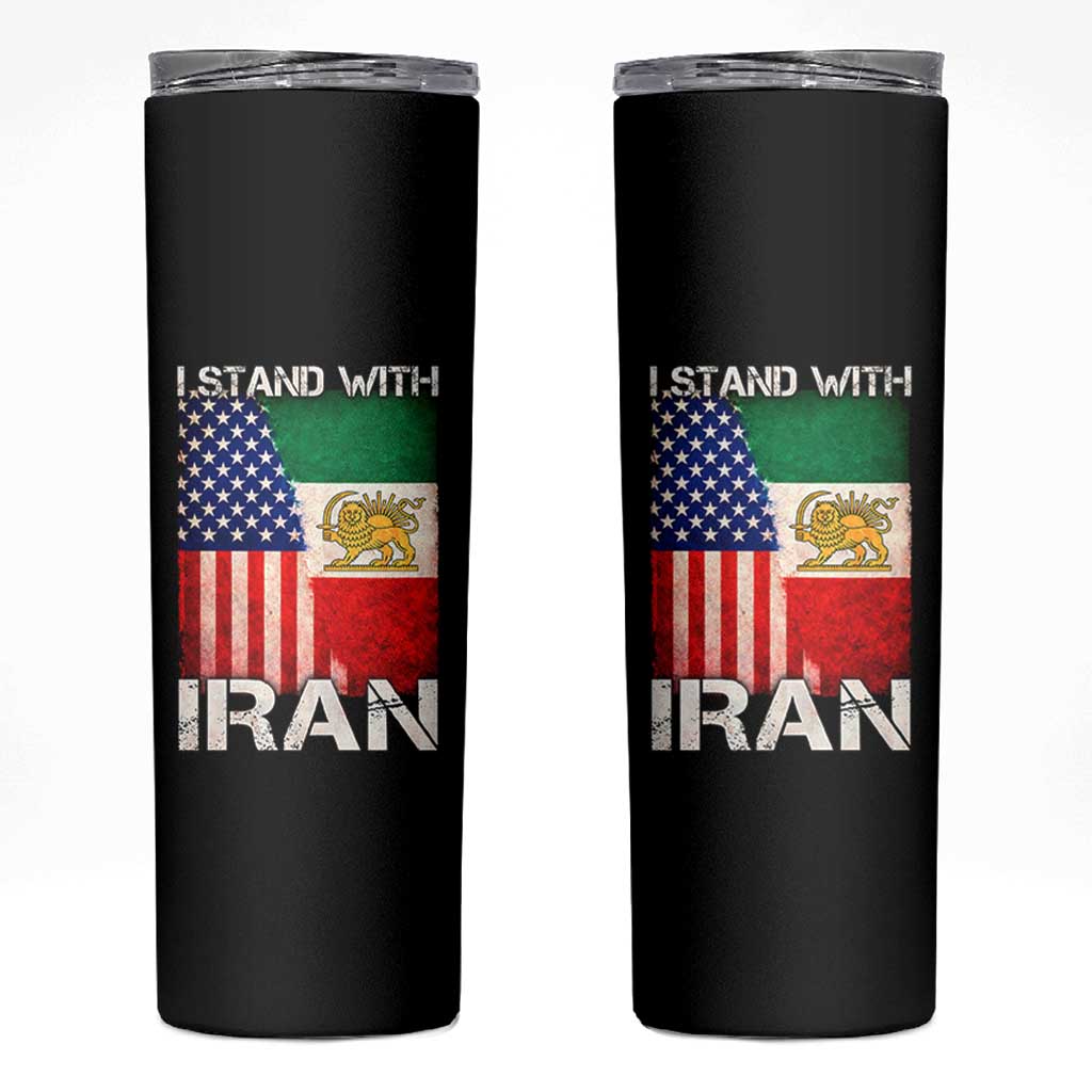 I Stand With Iran Skinny Tumbler Persian American Flag USA Persia Lion And Sun Iran