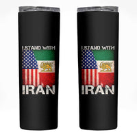 I Stand With Iran Skinny Tumbler Persian American Flag USA Persia Lion And Sun Iran