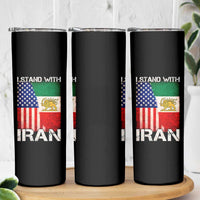 I Stand With Iran Skinny Tumbler Persian American Flag USA Persia Lion And Sun Iran