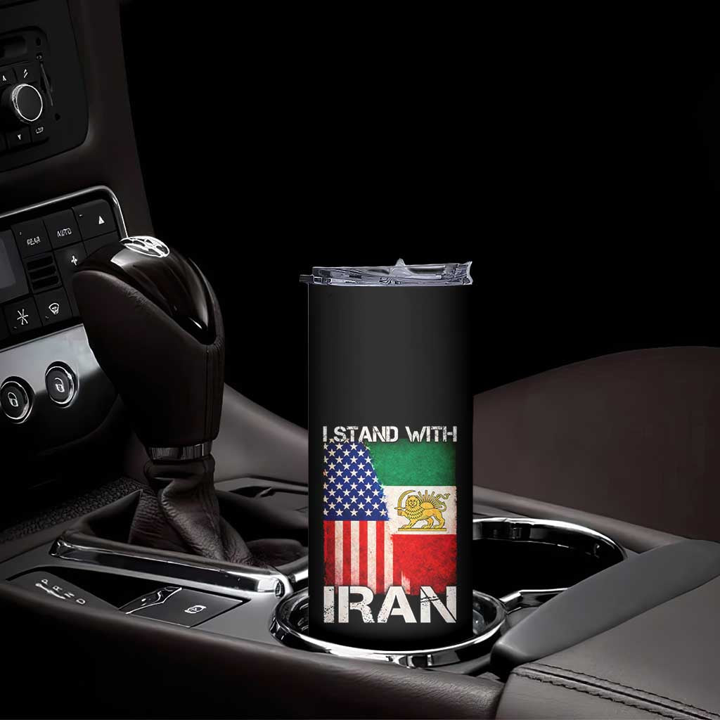 I Stand With Iran Skinny Tumbler Persian American Flag USA Persia Lion And Sun Iran