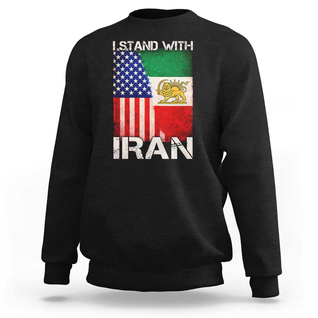 I Stand With Iran Sweatshirt Persian American Flag USA Persia Lion And Sun Iran