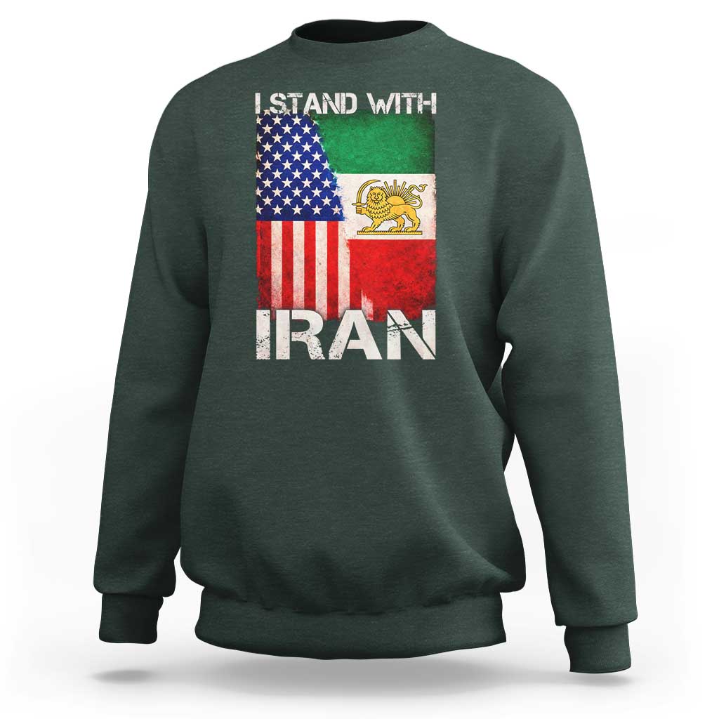 I Stand With Iran Sweatshirt Persian American Flag USA Persia Lion And Sun Iran
