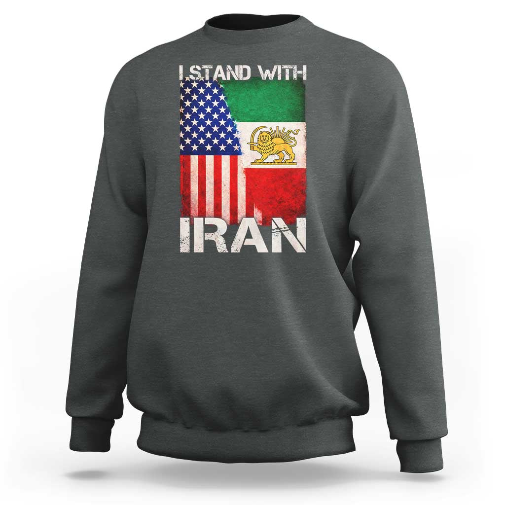 I Stand With Iran Sweatshirt Persian American Flag USA Persia Lion And Sun Iran