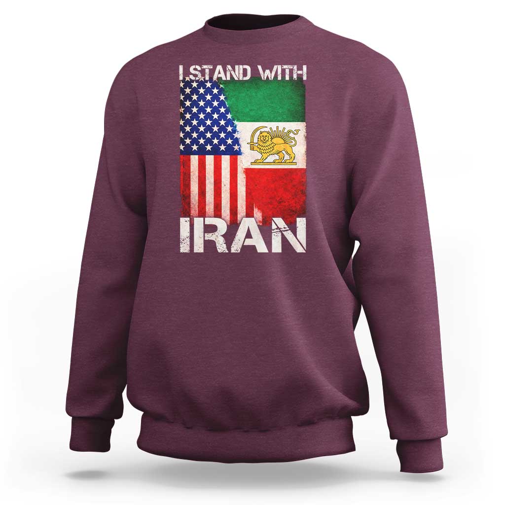 I Stand With Iran Sweatshirt Persian American Flag USA Persia Lion And Sun Iran
