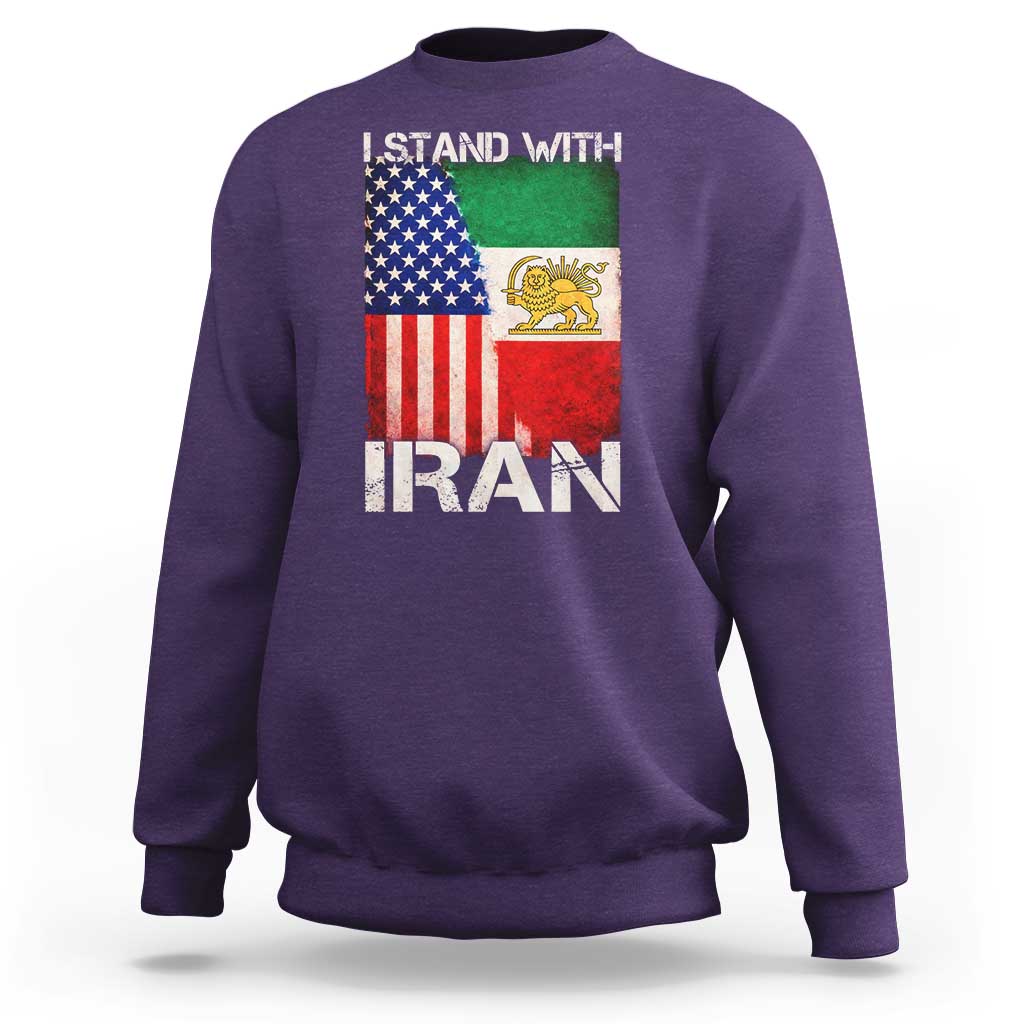 I Stand With Iran Sweatshirt Persian American Flag USA Persia Lion And Sun Iran