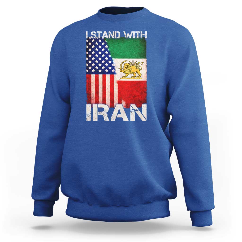 I Stand With Iran Sweatshirt Persian American Flag USA Persia Lion And Sun Iran