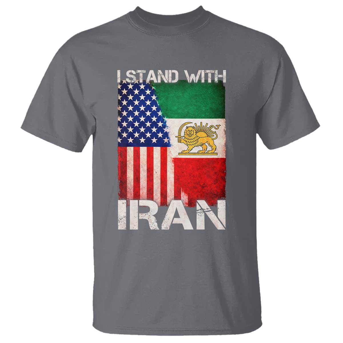 I Stand With Iran T Shirt Persian American Flag USA Persia Lion And Sun Iran