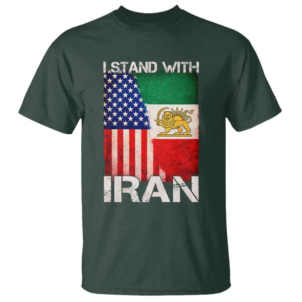 I Stand With Iran T Shirt Persian American Flag USA Persia Lion And Sun Iran