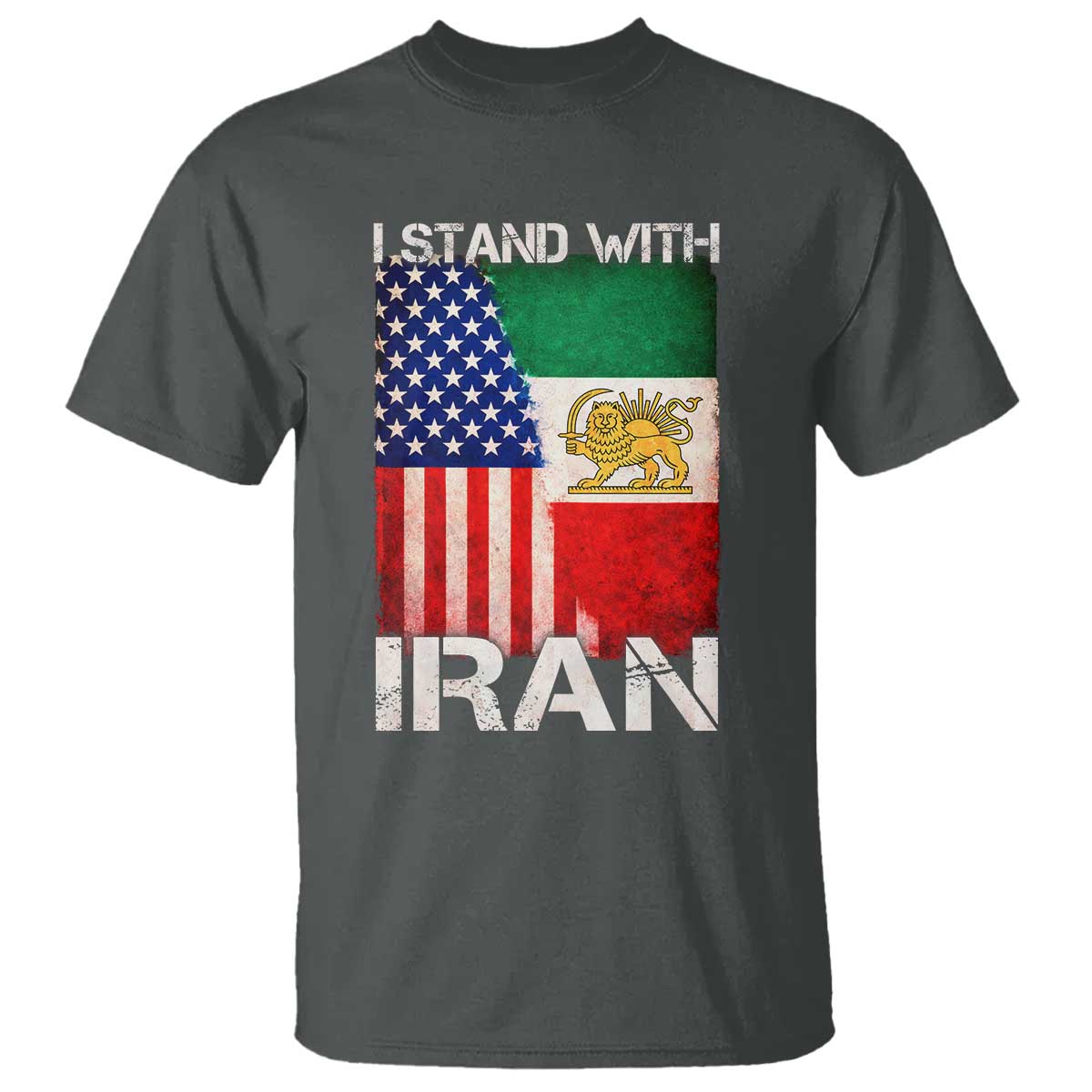 I Stand With Iran T Shirt Persian American Flag USA Persia Lion And Sun Iran