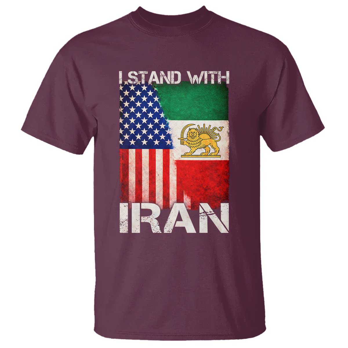 I Stand With Iran T Shirt Persian American Flag USA Persia Lion And Sun Iran
