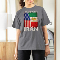 I Stand With Iran T Shirt For Women Persian American Flag USA Persia Lion And Sun Iran