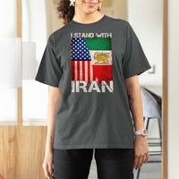 I Stand With Iran T Shirt For Women Persian American Flag USA Persia Lion And Sun Iran
