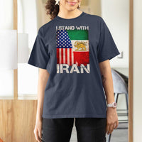 I Stand With Iran T Shirt For Women Persian American Flag USA Persia Lion And Sun Iran
